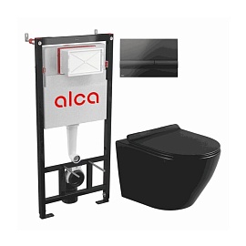 Система инсталл Circulo Black в/к инсталл+кнопка+унитаз+сид Selena C001NM/M1718