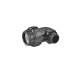 Отвод ПЭ компресс Дн63х2"х90гр НР 1000311